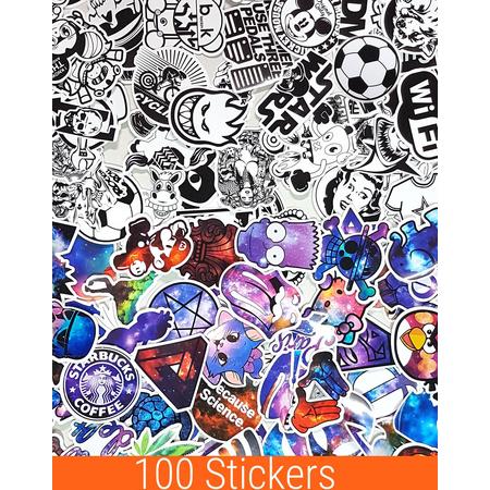 100 Stickers Mix | Auto, Skateboard, Scooter, Laptop of Muur | KMST012